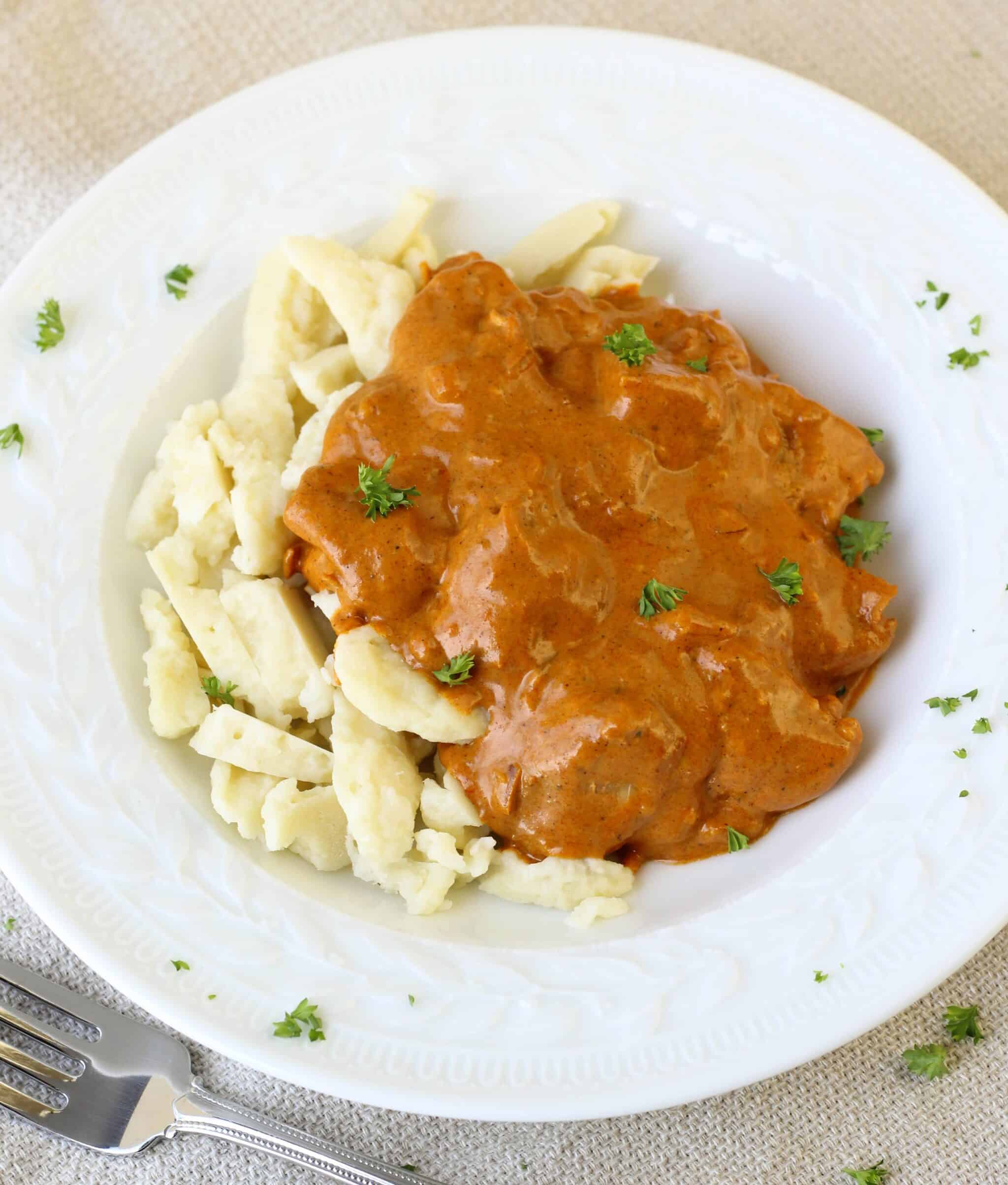Hungarian Chicken Paprikas with Homemade Spaetzle